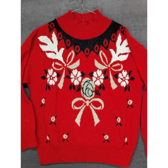 Vintage Middlebrook Park Sweater Red Holiday Ugly Sweater Grandma Core Size M - Picture 2 of 13
